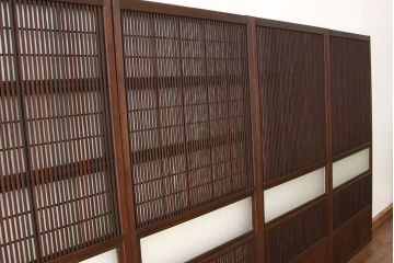 アンティーク　裏障子付格子戸4枚セット(建具・引き戸)