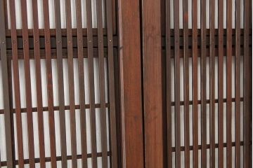アンティーク　裏障子付格子戸4枚セット(建具・引き戸)