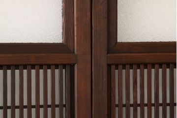 アンティーク　裏障子付格子戸4枚セット(建具・引き戸)