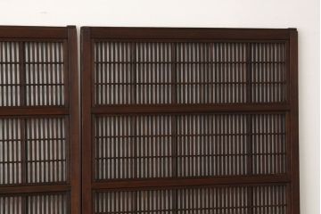 アンティーク　裏障子付格子戸4枚セット(建具・引き戸)