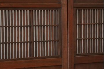 アンティーク　裏障子付格子戸4枚セット(建具・引き戸)