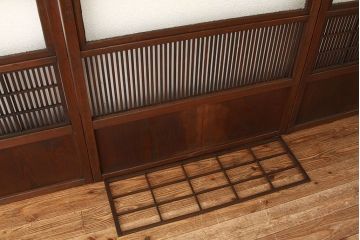 アンティーク　裏障子付格子戸4枚セット(建具・引き戸)