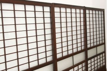 古民具・骨董　大振りなガラス格子戸4枚セット(ガラス戸・引き戸)