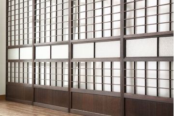 古民具・骨董　大振りなガラス格子戸4枚セット(ガラス戸・引き戸)