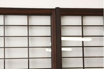 古民具・骨董　大振りなガラス格子戸4枚セット(ガラス戸・引き戸)