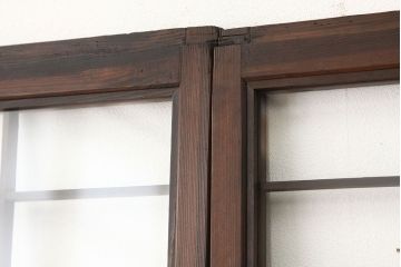 古民具・骨董　大振りなガラス格子戸4枚セット(ガラス戸・引き戸)