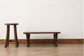 アンティーク家具　アンティーク　天板一枚板古いケヤキ材のテーブル(机)