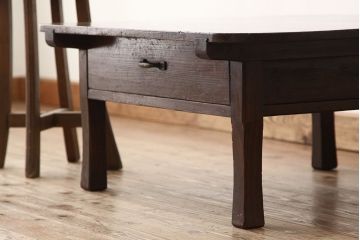 アンティーク家具　大正ロマン　使い込まれた両面引き出し文机(テーブル)