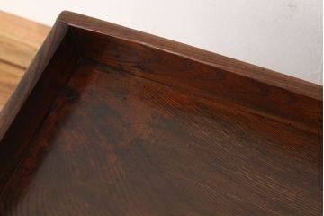 アンティーク家具　大正ロマン　総欅!古い欅材の使い込まれた帳場机(文机・両袖机)