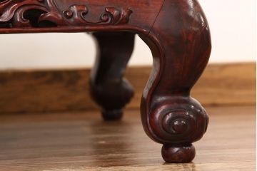 レトロ家具　昭和レトロ　古い唐木の彫刻座卓(テーブル)
