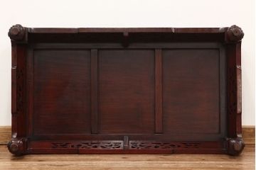レトロ家具　昭和レトロ　古い唐木の彫刻座卓(テーブル)