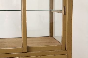 レトロ家具　昭和レトロ　可愛いデザイン!ペンキの剥げた縦型ガラスケース(ショーケース)