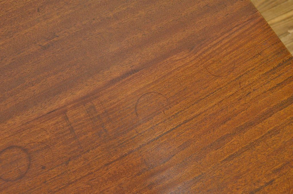 レトロ家具　昭和レトロ 子供用8脚格納スツール付き鉄脚テーブル作業台