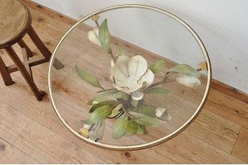 中古フランス製　メタルフラワーセンターテーブル