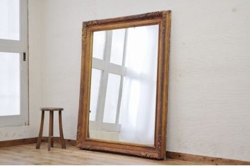 アンティーク雑貨　アンティークの額縁をリメイクした特大ミラー(鏡)