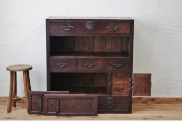 アンティーク家具　前面欅と檜!小振りな関西帳場