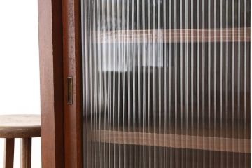 アンティーク家具　アンティーク　古い木のモールガラス　大ぶりな下駄箱(収納棚)