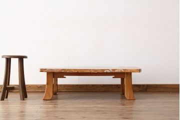 アンティーク家具　アンティーク　天板一枚板!総欅!木目の素晴らしい座卓(テーブル)