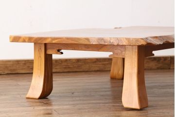 アンティーク家具　アンティーク　天板一枚板!総欅!木目の素晴らしい座卓(テーブル)