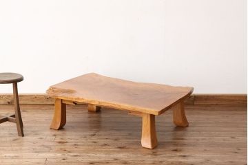アンティーク家具　アンティーク　天板一枚板!総欅!木目の素晴らしい座卓(テーブル)