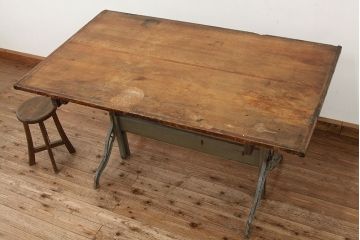 アンティーク家具　アンティーク　インダストリアルデザインワークテーブル(作業台・ダイニングテーブル)