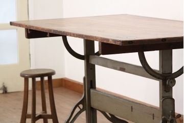 アンティーク家具　アンティーク　インダストリアルデザインワークテーブル(作業台・ダイニングテーブル)