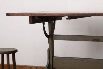 アンティーク家具　アンティーク　インダストリアルデザインワークテーブル(作業台・ダイニングテーブル)
