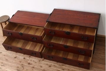 アンティーク家具　☆古民具・骨董　大正〜昭和初期　重ね時代箪笥