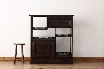アンティーク家具　1960〜70年代　唐木飾り棚(茶棚)