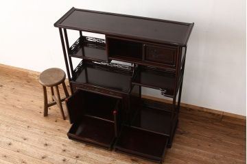 アンティーク家具　1960〜70年代　唐木飾り棚(茶棚)
