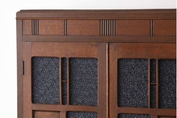 アンティーク家具　アンティーク　大正ロマン　希少な青色ダイヤガラス本箱(ブックケース)