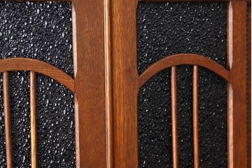 アンティーク家具　アンティーク　大正ロマン　希少な青色ダイヤガラス本箱(ブックケース)