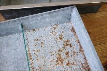 アンティーク家具　古い駄菓子屋のブリキのガラスケース2個組1