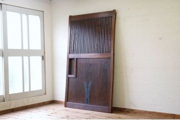 極上美品!古い欅材の重厚な格子蔵戸(玄関戸)