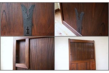極上美品!古い欅材の重厚な格子蔵戸(玄関戸)