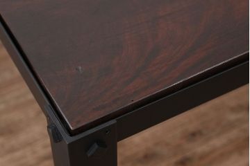 アンティーク家具　アンティーク　重厚な古材天板(ケヤキ)のアイアンフレーム作業台(ダイニングテーブル)