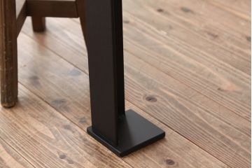 アンティーク家具　アンティーク　重厚な古材天板(ケヤキ)のアイアンフレーム作業台(ダイニングテーブル)