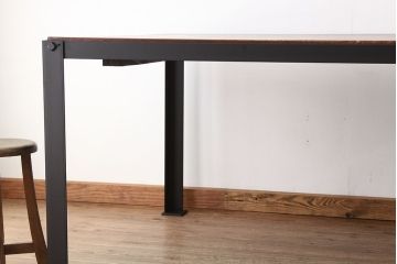 アンティーク家具　アンティーク　欅古材天板のアイアンフレームダイニングテーブル