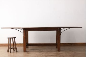 アンティーク家具　アンティーク　総ナラ材の特大バタフライテーブル(作業台・ダイニングテーブル)