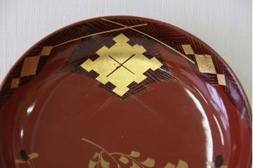 アンティーク雑貨　アンティーク　大正時代!大内塗古い蒔絵の木製小皿20枚(漆器、銘々皿)