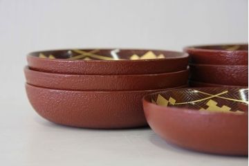 アンティーク雑貨　アンティーク　大正時代!大内塗古い蒔絵の木製小皿20枚(漆器、銘々皿)