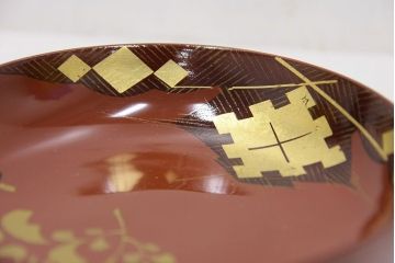 アンティーク雑貨　アンティーク　大正時代!大内塗古い蒔絵の木製小皿20枚(漆器、銘々皿)