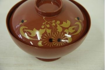 アンティーク雑貨　アンティーク　大正〜昭和初期!古い蒔絵の木製お椀16客(漆器)