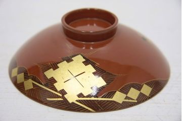 アンティーク雑貨　アンティーク　大正〜昭和初期!古い蒔絵の木製お椀16客(漆器)
