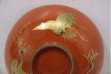 アンティーク雑貨　アンティーク　大正〜昭和初期!古い蒔絵の木製お椀16客(漆器)