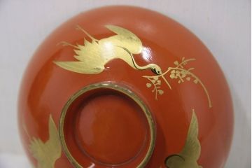 アンティーク雑貨　アンティーク　大正〜昭和初期!古い蒔絵の木製お椀16客(漆器)