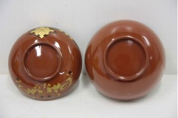アンティーク雑貨　アンティーク　大正期!大内塗・古い蒔絵の木製お椀10客(漆器)