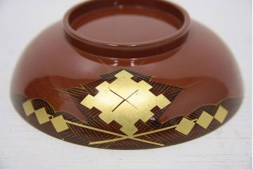 アンティーク雑貨　アンティーク　大正期!大内塗・古い蒔絵の木製お椀10客(漆器)