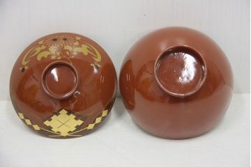 アンティーク雑貨　アンティーク　大正期!大内塗・古い蒔絵の木製お椀10客(3)(漆器)