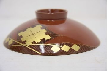 アンティーク雑貨　アンティーク　大正期!大内塗・古い蒔絵の木製お椀10客(3)(漆器)